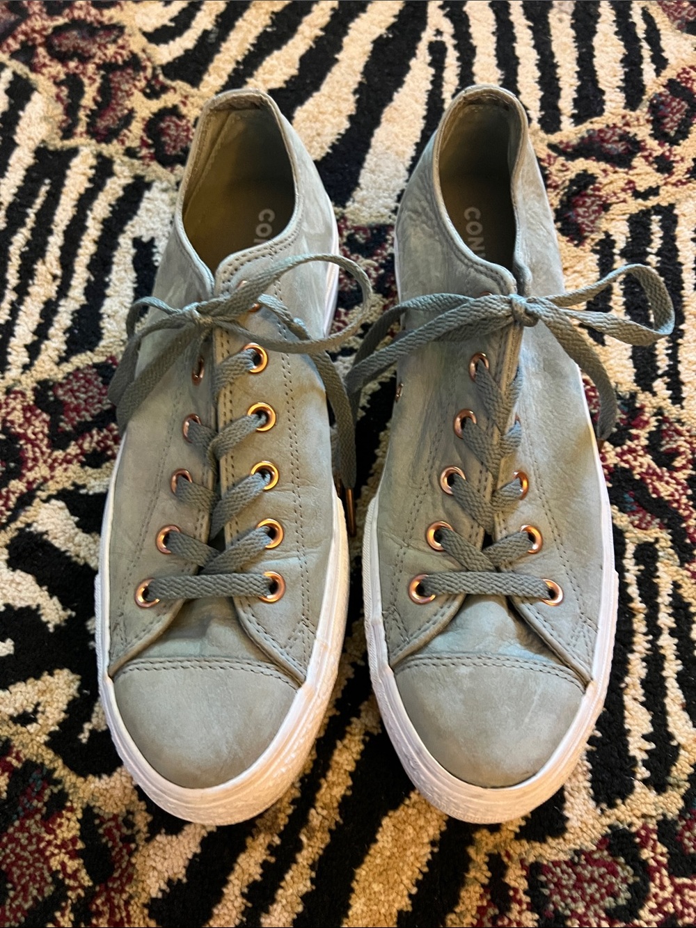 Converse Women's Sage Green Suede Low-Top Sneakers